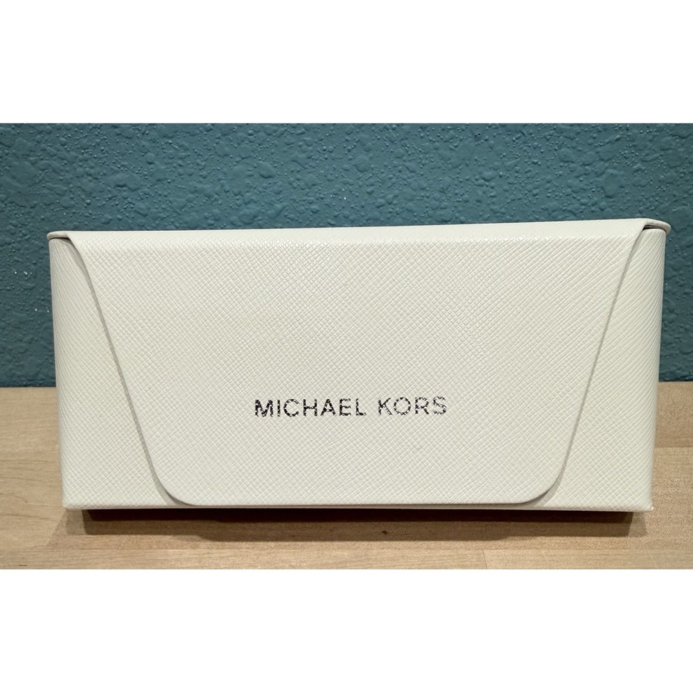 Michael Kors Authentic Hard Eyeglasses/Sunglasses Case in White W/ Cloth Medium